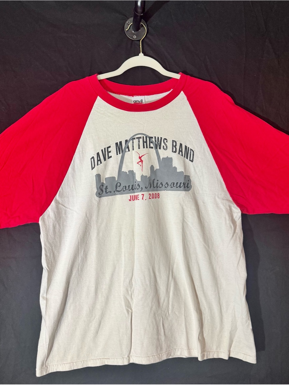 Dave Matthew’s St. Louis Raglan Tee - White & Red